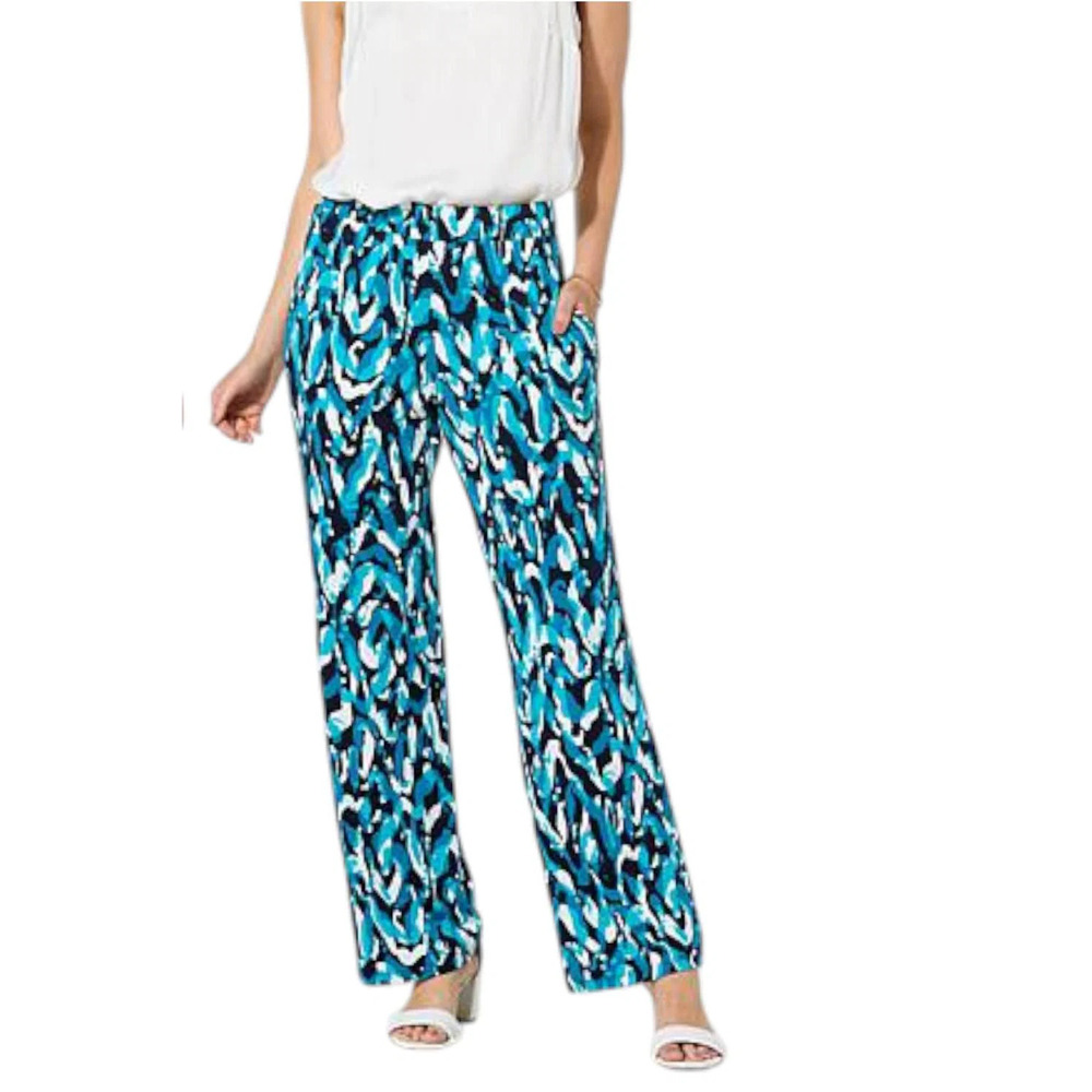 Nina Leonard Women's Straight Leg Pant w/ Pocket Navy Multi